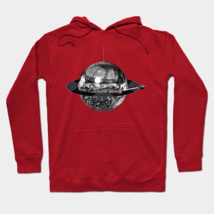 Spinning Silver Discoball Record Planet Hoodie